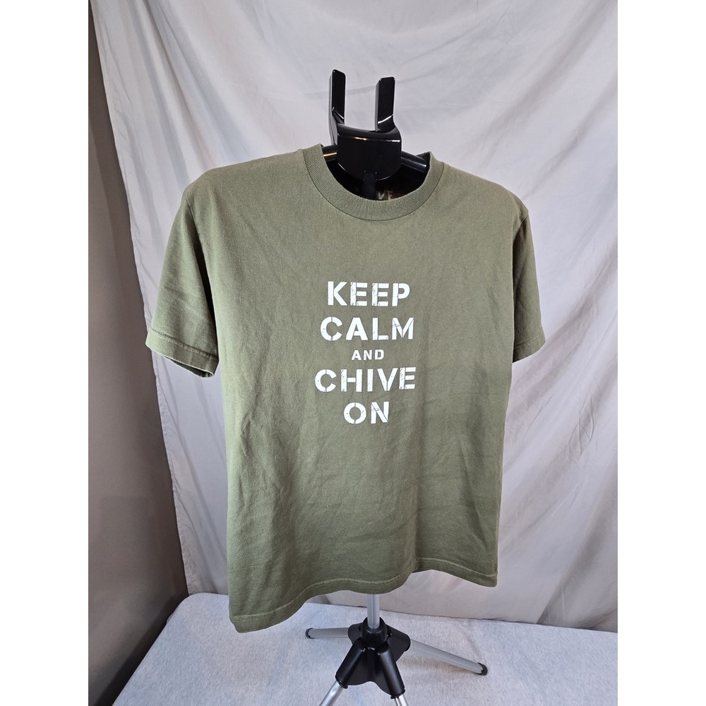 Chive Tees T Shirt Mens Medium Green Keep Calm and Chive On Mens Flag Military